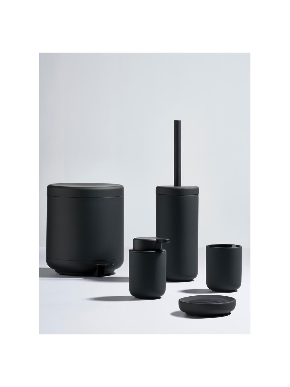 Vaso cepillo de dientes Ume, Gres revestido con superficie de tacto suave (plástico), Negro, Ø 8 x Al 10 cm