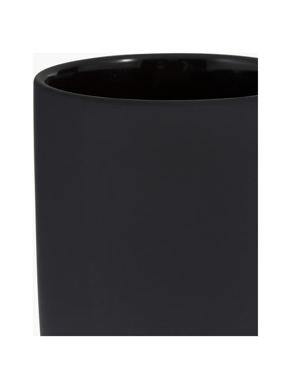 Kubek na szczoteczki z kamionki Ume, Ceramika pokryta miękką w dotyku powłoką (tworzywo sztuczne), Czarny, Ø 8 x W 10 cm