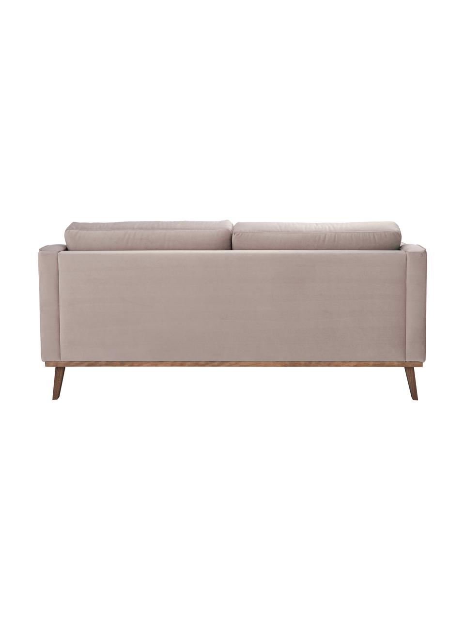 Sofa z aksamitu z drewnianymi nogami Alva (2-osobowa), Tapicerka: aksamit (wysokiej jakości, Nogi: lite drewno bukowe, barwi, Aksamitny taupe, S 184 x G 92 cm