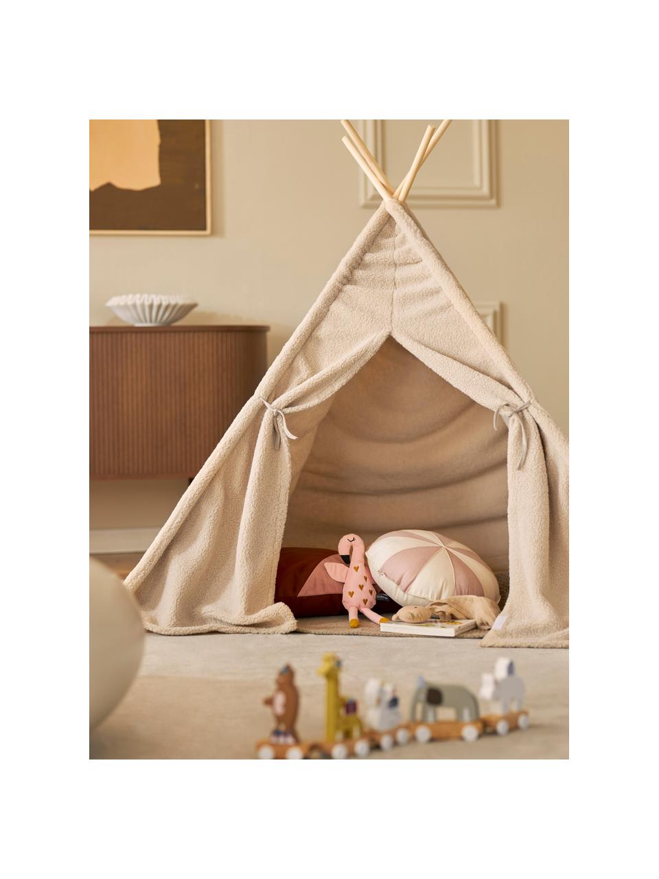 Tenda teepee per bambini in teddy Tudeloo, Teddy beige, Larg. 130 x Alt. 120 cm