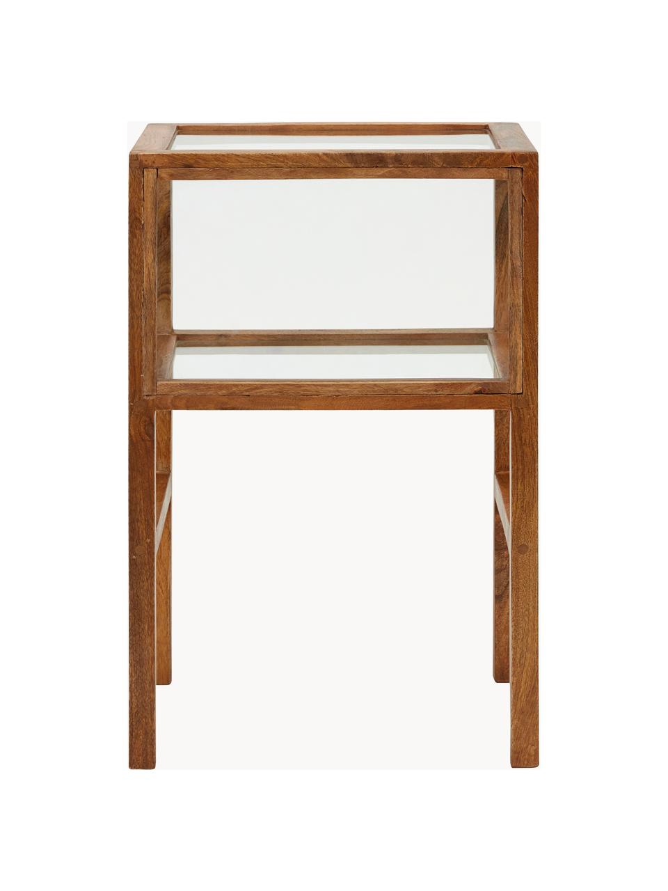 Stolik pomocniczy z drewna mangowego Montre, Stelaż: drewno mangowe, Drewno mangowe, transparentny, S 38 x W 60 cm