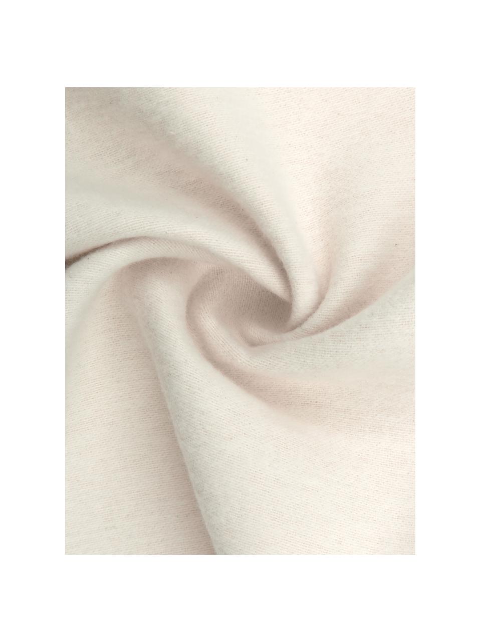 Plaid blanc crème flanelle de coton Sylt, 85 % coton, 15 % polyacrylique, Blanc crème, larg. 140 x long. 200 cm