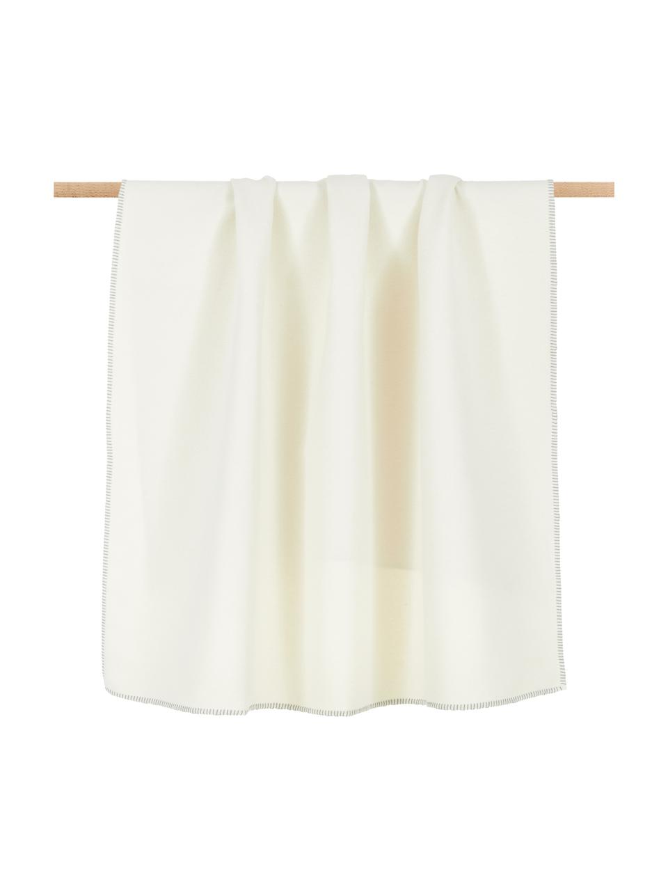 Manta de algodón en tejido polar Sylt, 85% algodón, 15% poliacrílico, Blanco crema, An 140 x L 200 cm