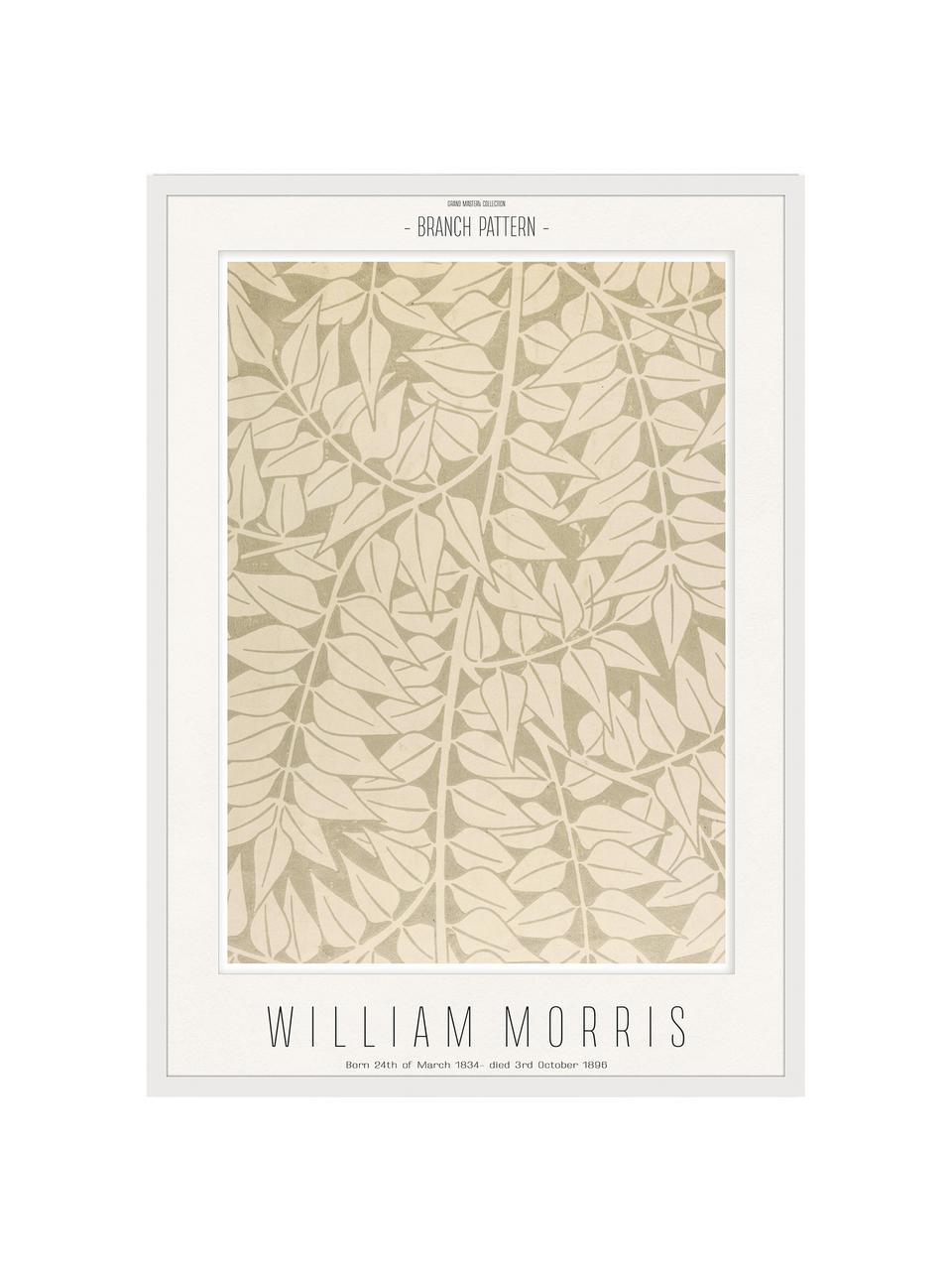 Ingelijste digitale print Branch - William Morris, Lijst: hout, MDF, Beige, B 32 x H 42 cm