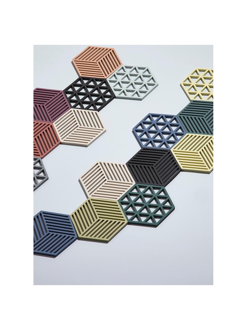 Dessous-de-plat en silicone Triangle, 2 pièces, Silicone, Noir, larg. 14 x prof. 16 cm
