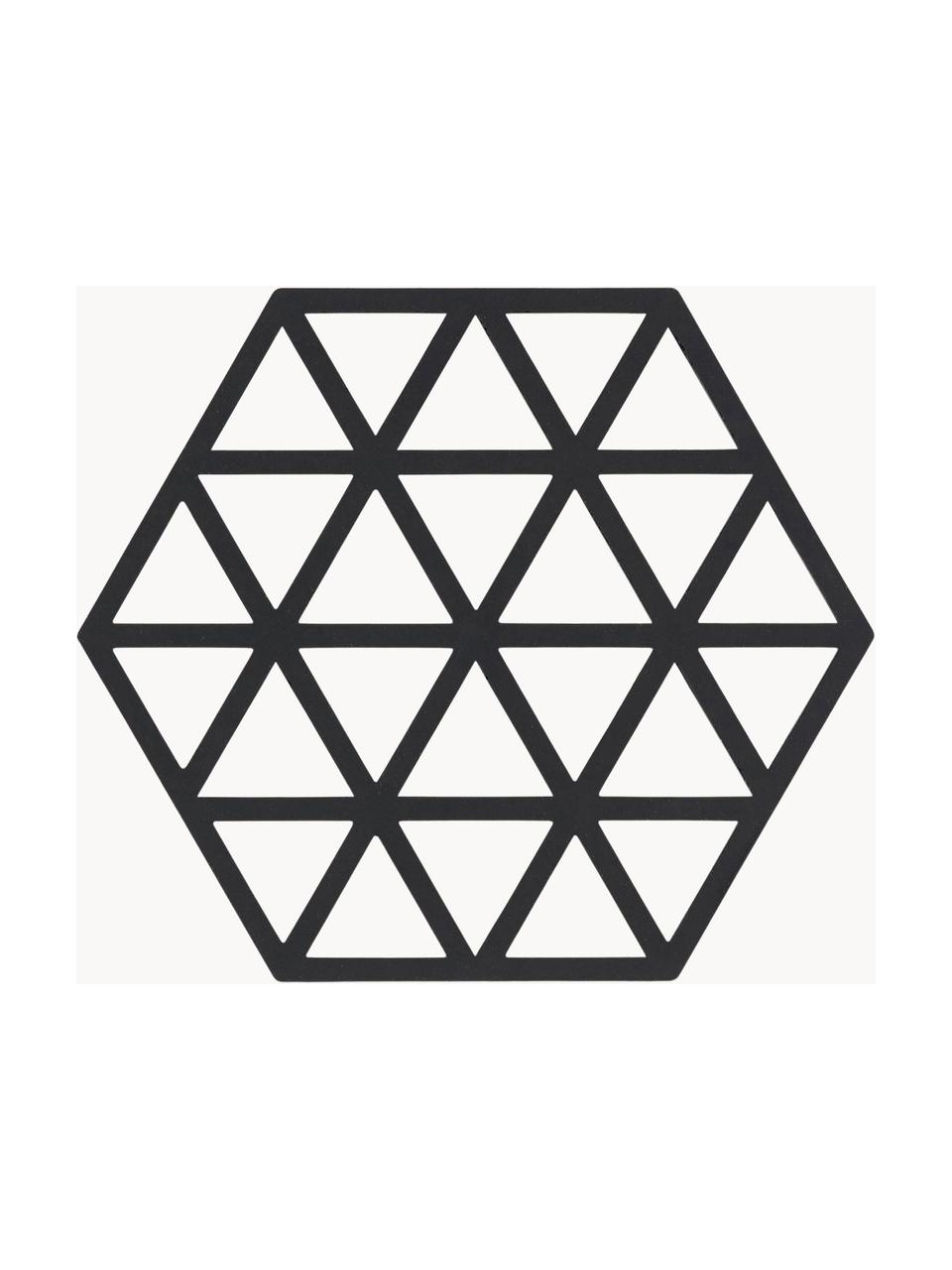 Silikon Topfuntersetzer Triangles, 2 Stück, Silikon, Schwarz, B 14 x L 16 cm, 2 Stück