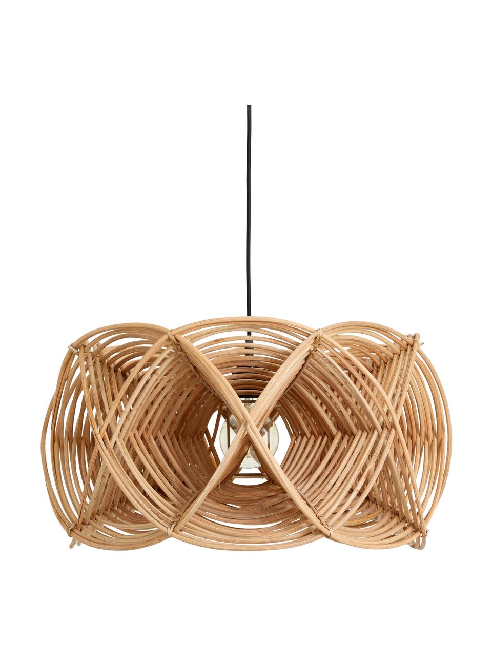 Design Pendelleuchte Metis aus Rattan, Lampenschirm: Rattan, Beige, Schwarz, Ø 50 x H 30 cm