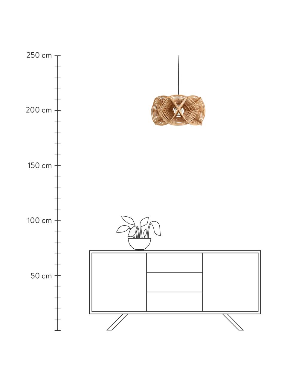 Design Pendelleuchte Metis aus Rattan, Lampenschirm: Rattan, Beige, Schwarz, Ø 50 x H 30 cm