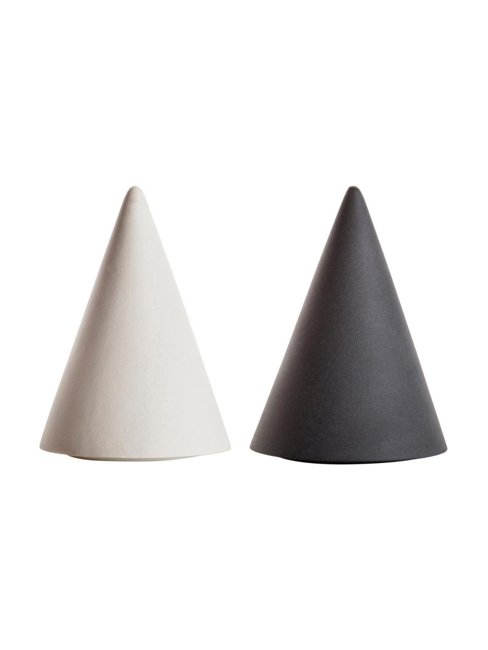 Designer Salz- und Pfefferstreuer Cone aus Porzellan, 2er-Set, Porzellan, Silikon, Weiß, Anthrazit, Ø 6 x H 8 cm