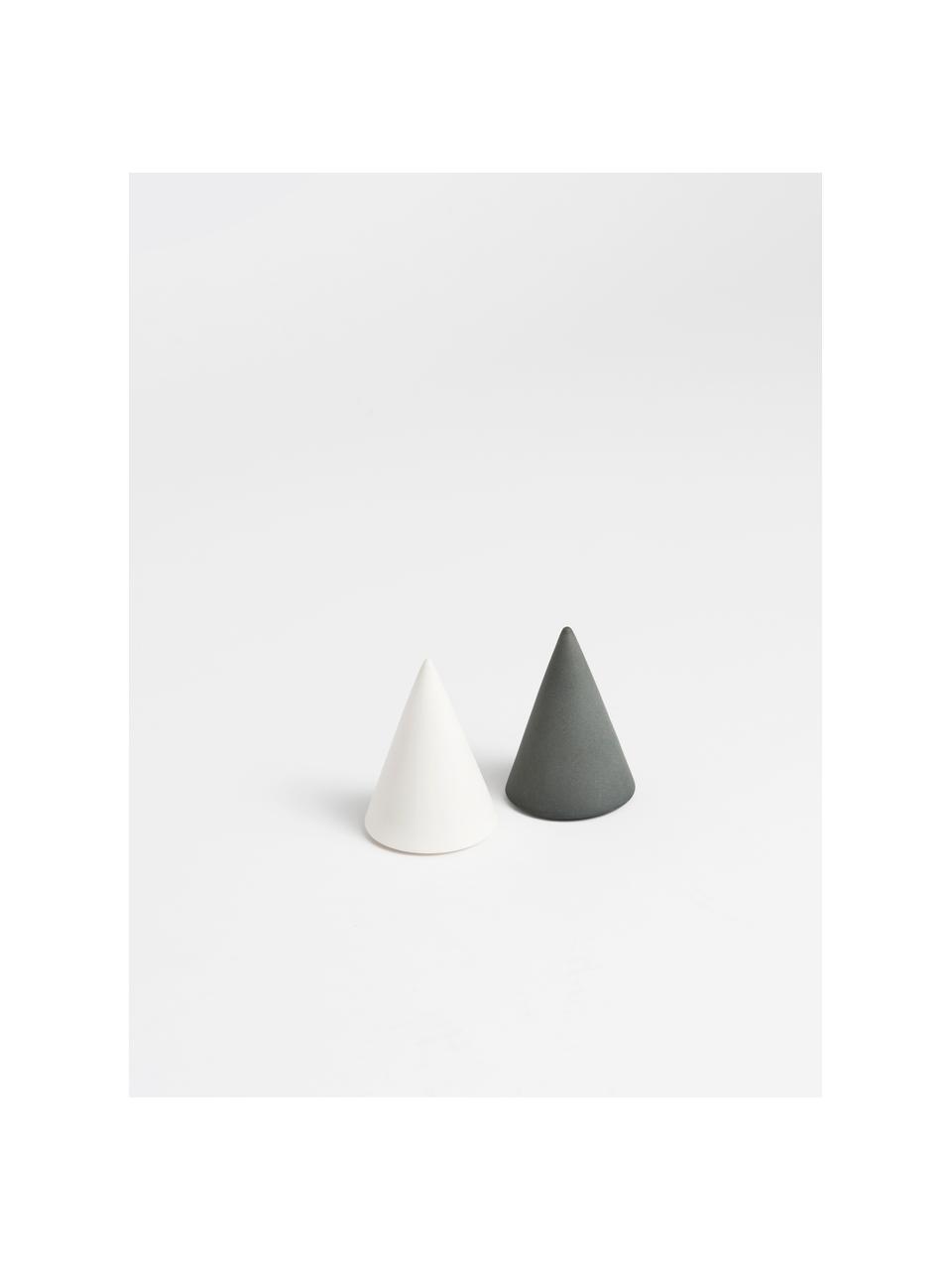 Designer Salz- und Pfefferstreuer Cone aus Porzellan, 2er-Set, Porzellan, Silikon, Weiß, Anthrazit, Ø 6 x H 8 cm