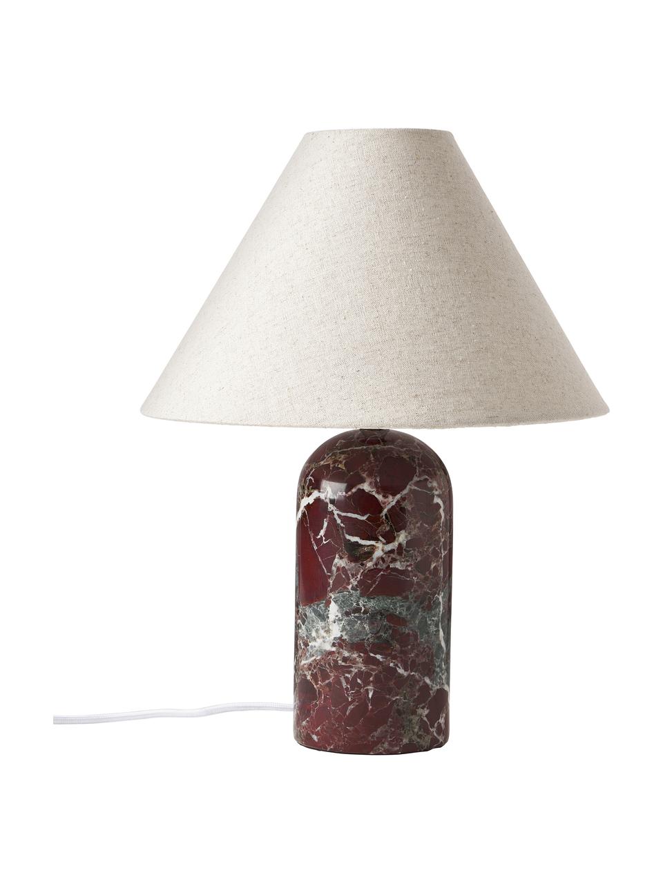 Lampa stołowa z marmurową podstawą Gia, Beżowy, czerwony, marmurowy, Ø 30 x W 39 cm
