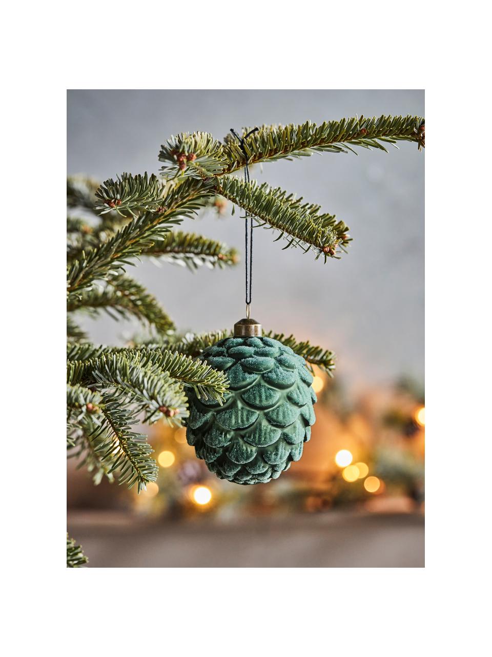 Ciondolo albero di Natale Groc 4 pz, Vetro, Verde scuro, Ø 9 x Alt. 11 cm