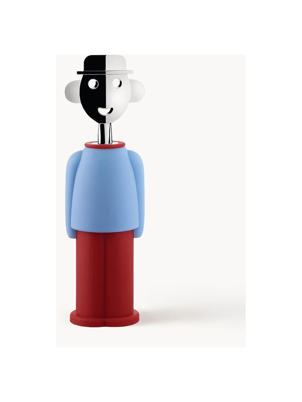 Otvárač na fľaše Alessandro M., Termoplastická živica, zamak, pochrómovaná, Svetlomodrá, hrdzavá červená, odtiene striebornej, Ø 6 x V 21 cm
