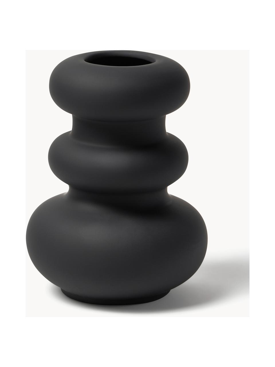 Vase Cathy aus Steingut, H 24 cm, Steingut, Schwarz, Ø 18 x H 24 cm