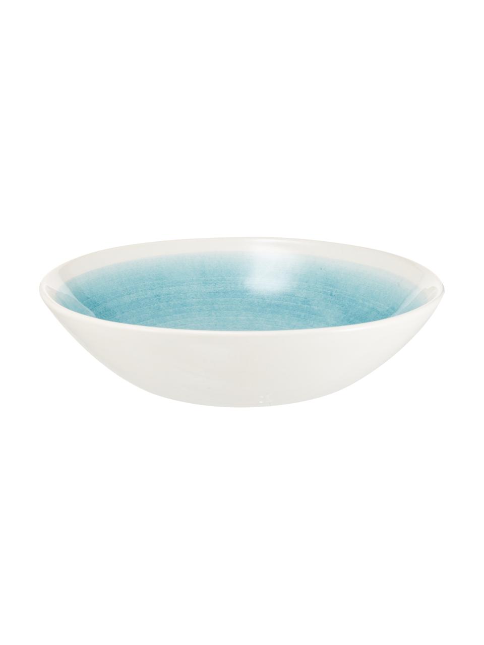 Ručně vyrobená salátová mísa s barevným přechodem Pure, Ø 26 cm, Keramika, Modrá, bílá, Ø 26 cm, V 7 cm