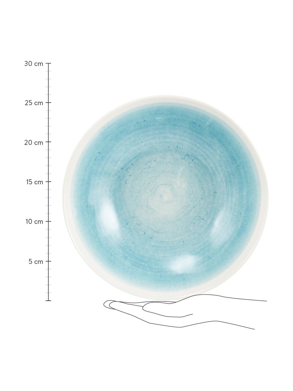 Ručně vyrobená salátová mísa s barevným přechodem Pure, Ø 26 cm, Keramika, Modrá, bílá, Ø 26 cm, V 7 cm