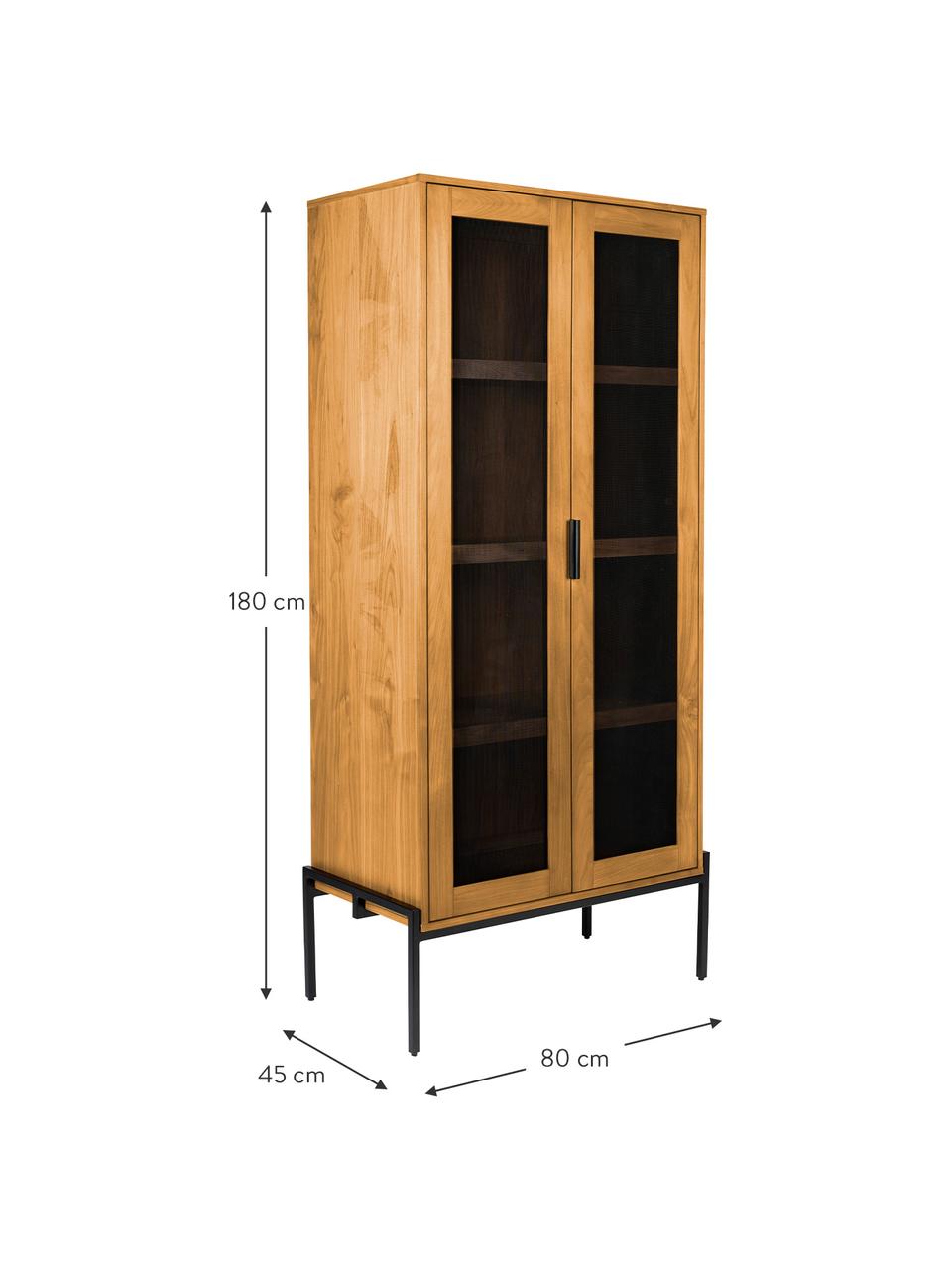 Chiffonnier de madera y metal Hardy, Estructura: tablero de fibras de dens, Patas: metal recubierto, Roble, negro, An 80 x Al 180 cm