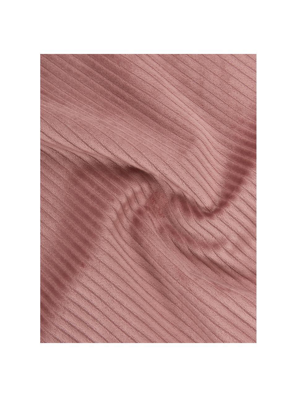Cord-Bettwäsche Cosy Corduroy in Altrosa, Vorderseite: Cord (100% Polyester), Rückseite: 100% Baumwolle, Altrosa, 135 x 200 cm + 1 Kissen 80 x 80 cm