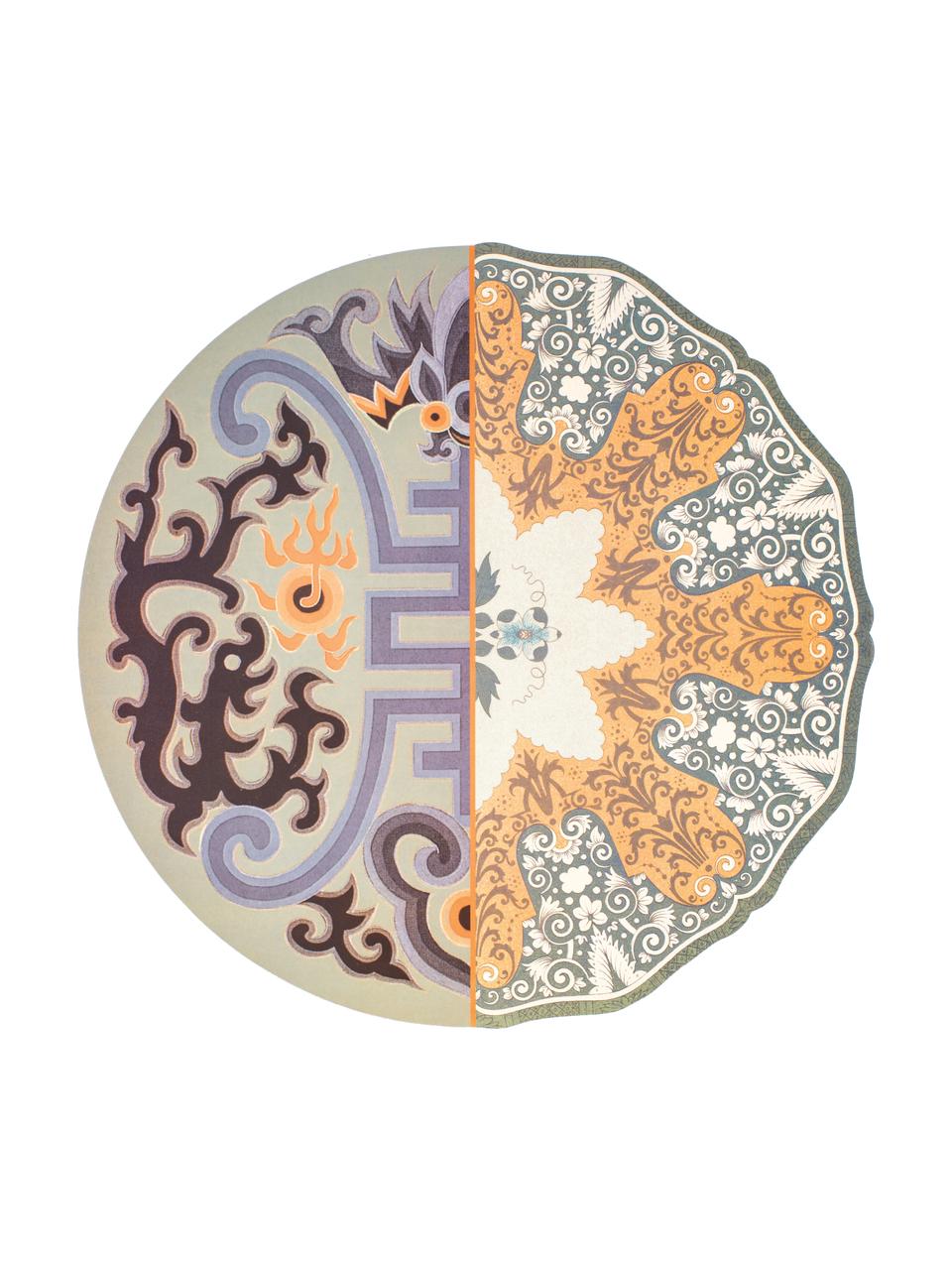 Tischset Hybrid mit abstraktem Design, Kunststoff, Lila, Orange, Mintgrün, Ø 37 cm