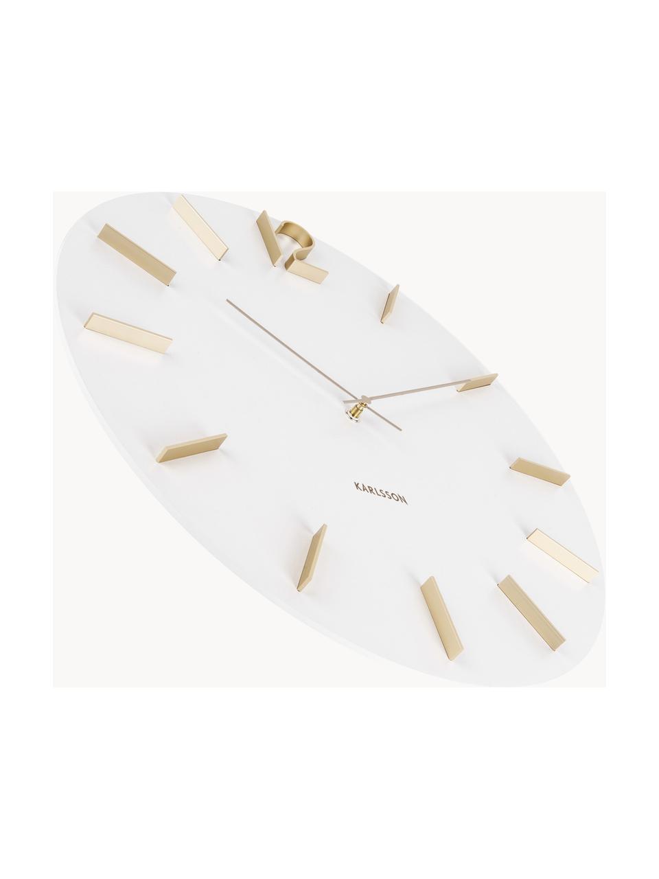 Reloj de pared XL Meek, Agujas: aluminio recubierto, Blanco, dorado, Ø 50 cm