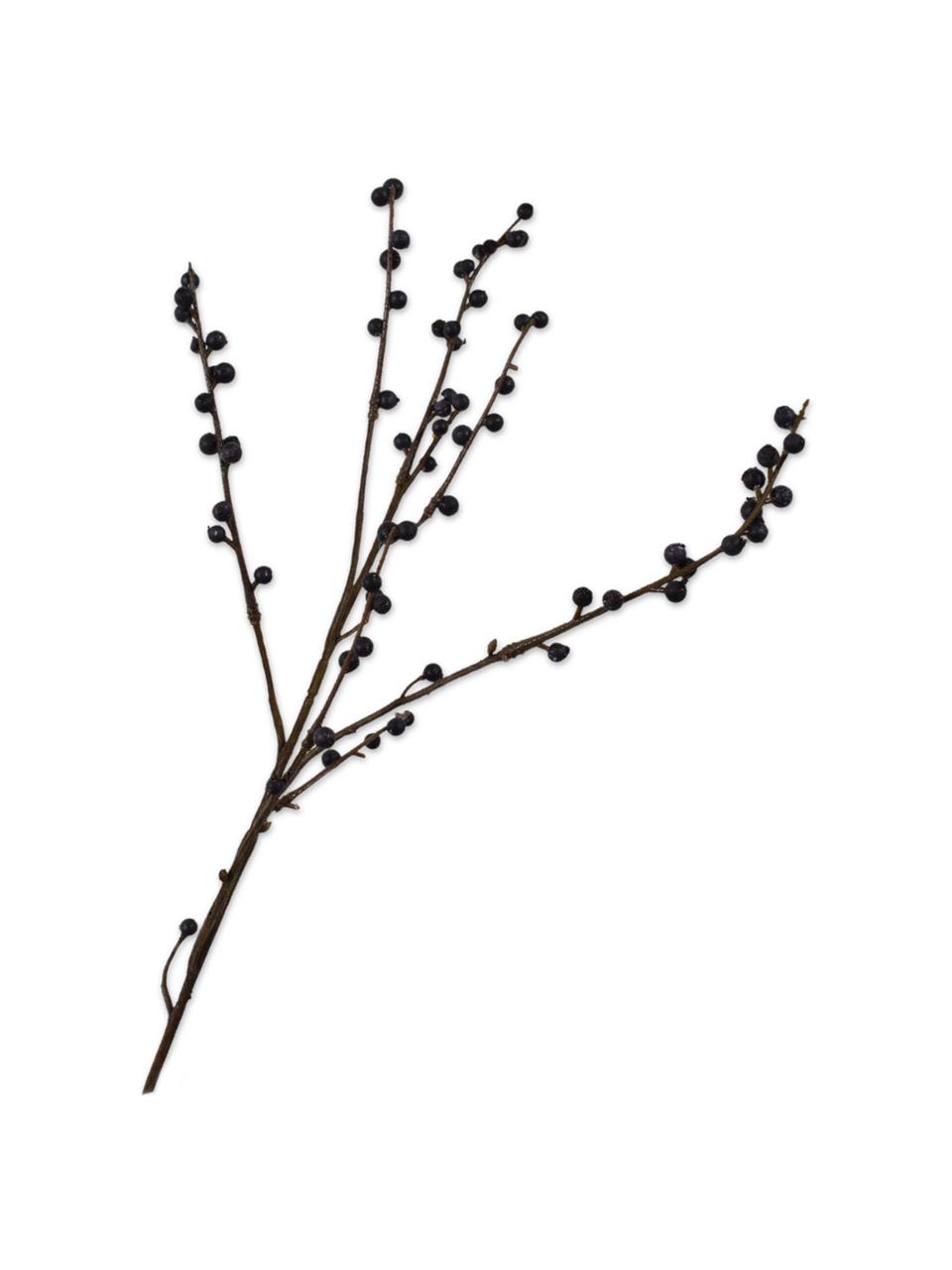 Flor artificial Beeren, Plástico, alambre de metal, Azul oscuro, marrón, L 80 cm
