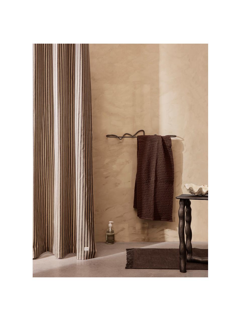 Duschvorhang Chambray aus Bio-Baumwolle, wasserabweisend, Beige, Taupe, gestreift, B 160 x L 205 cm