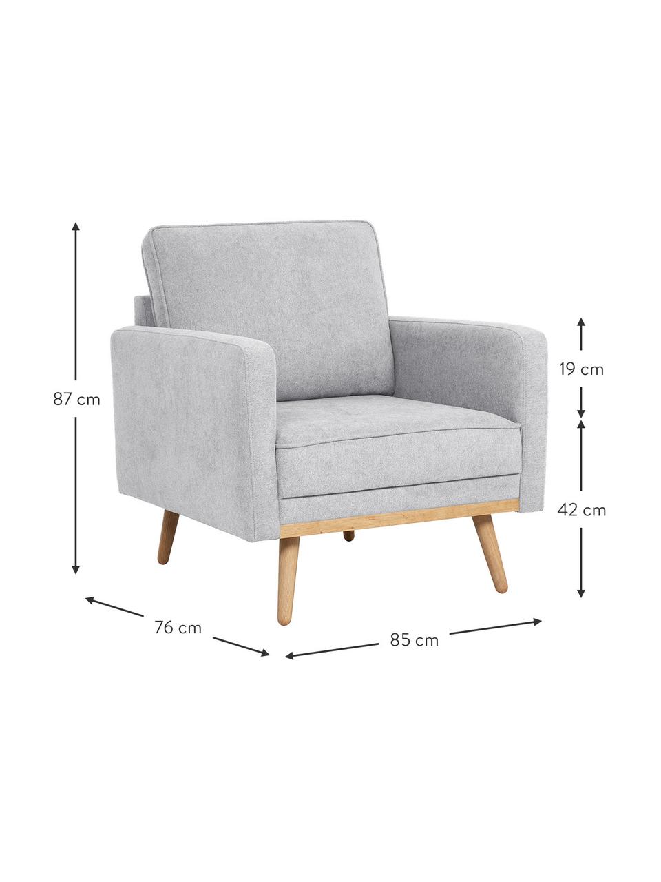 Sillón Saint, Tapizado: poliéster Alta resistenci, Estructura: madera de pino maciza, ag, Tejido gris claro, An 85 x F 76 cm