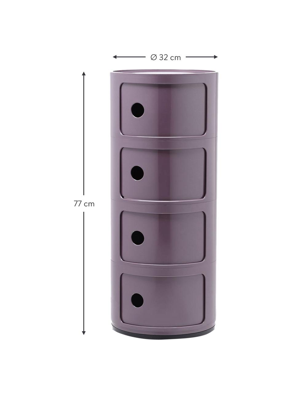 Design Container Componibili, 4 Elemente, Kunststoff, Greenguard-zertifiziert, Lila, glänzend, Ø 32 x H 77 cm