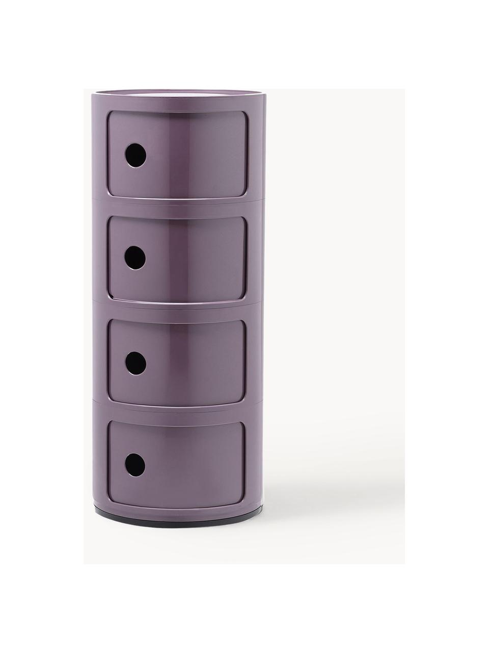 Design container Componibili, 4 modules, Kunststof (ABS), gelakt, Greenguard-gecertificeerd, Lavendel, glanzend, Ø 32 x H 77 cm