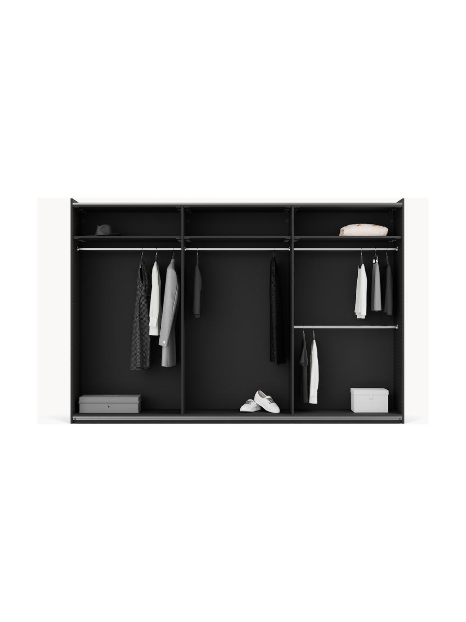 Modularer Schwebetürenschrank Simone, 300 cm Breite, mehrere Varianten, Korpus: Spanplatte, melaminbeschi, Walnussholz-Optik, Schwarz, Basic Interior, B 300 x H 200 cm