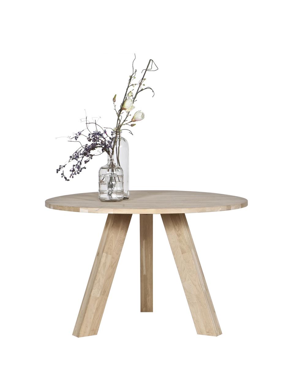 Table ronde bois massif Rhonda, Ø 129 cm, Bois de chêne, massif, Bois de chêne, Ø 129 x haut. 75 cm