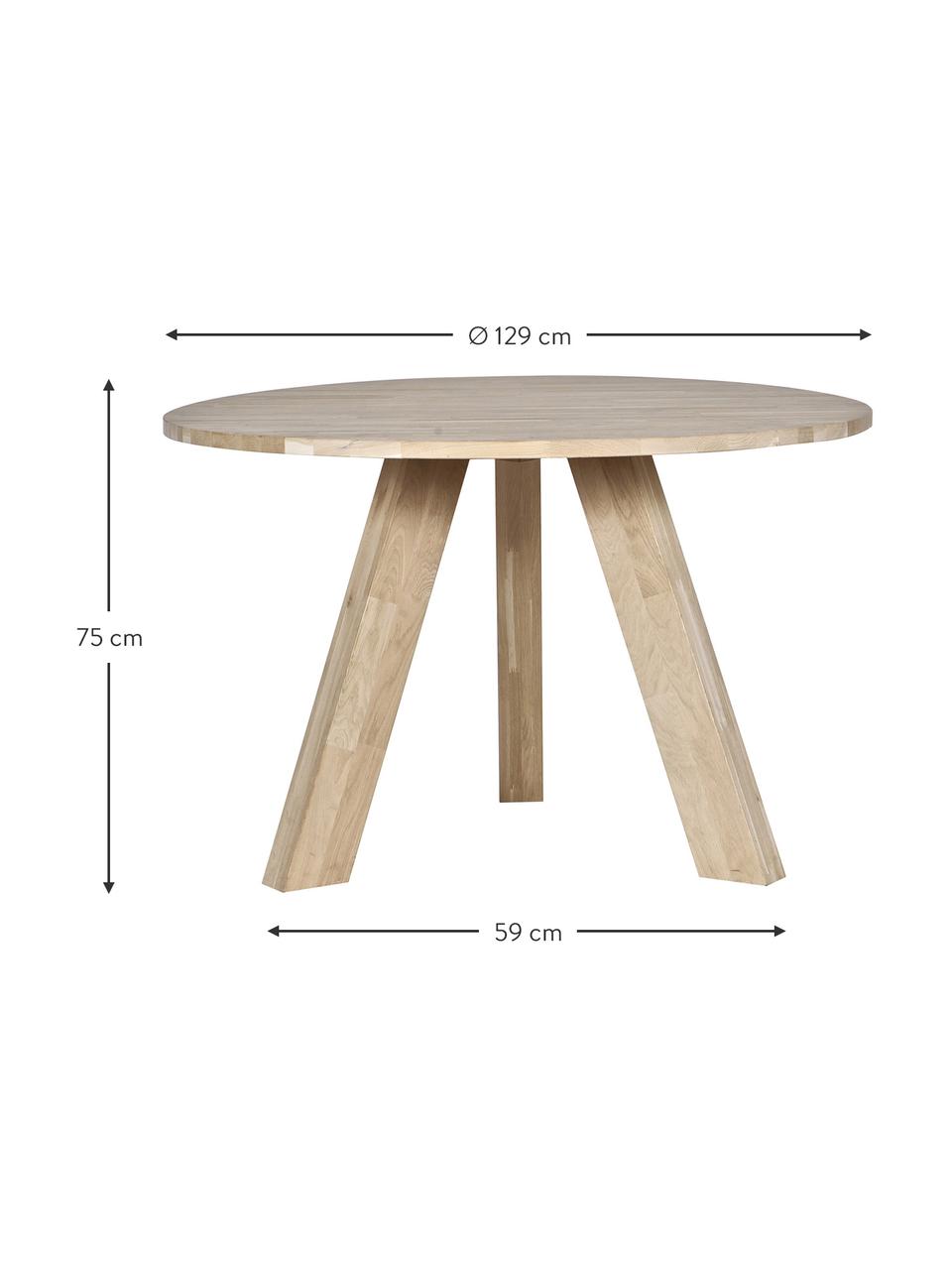 Table ronde bois massif Rhonda, Ø 129 cm, Bois de chêne, massif, Bois de chêne, Ø 129 x haut. 75 cm
