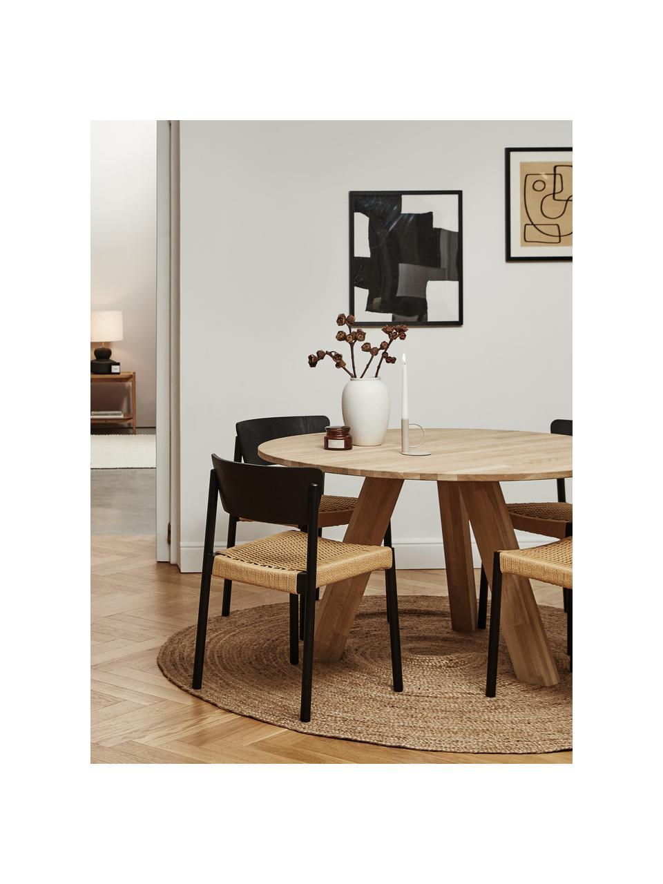Okrągły stół do jadalni z litego drewna dębowego Rhonda, Lite drewno dębowe, Drewno dębowe, Ø 129 x W 75 cm