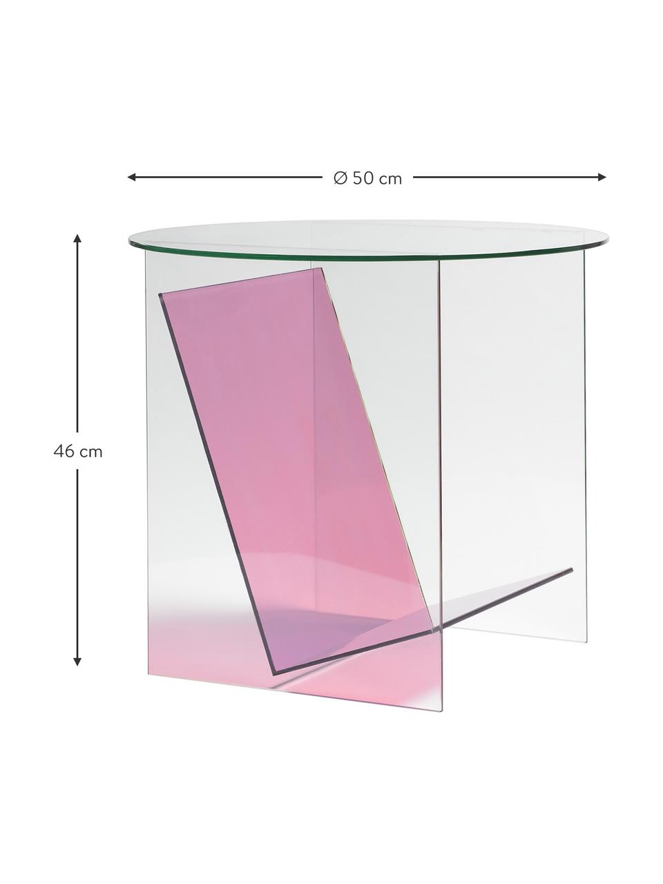 Skleněný odkládací stolek Tabloid, Sklo, Transparentní, růžová, Ø 50 cm, V 46 cm