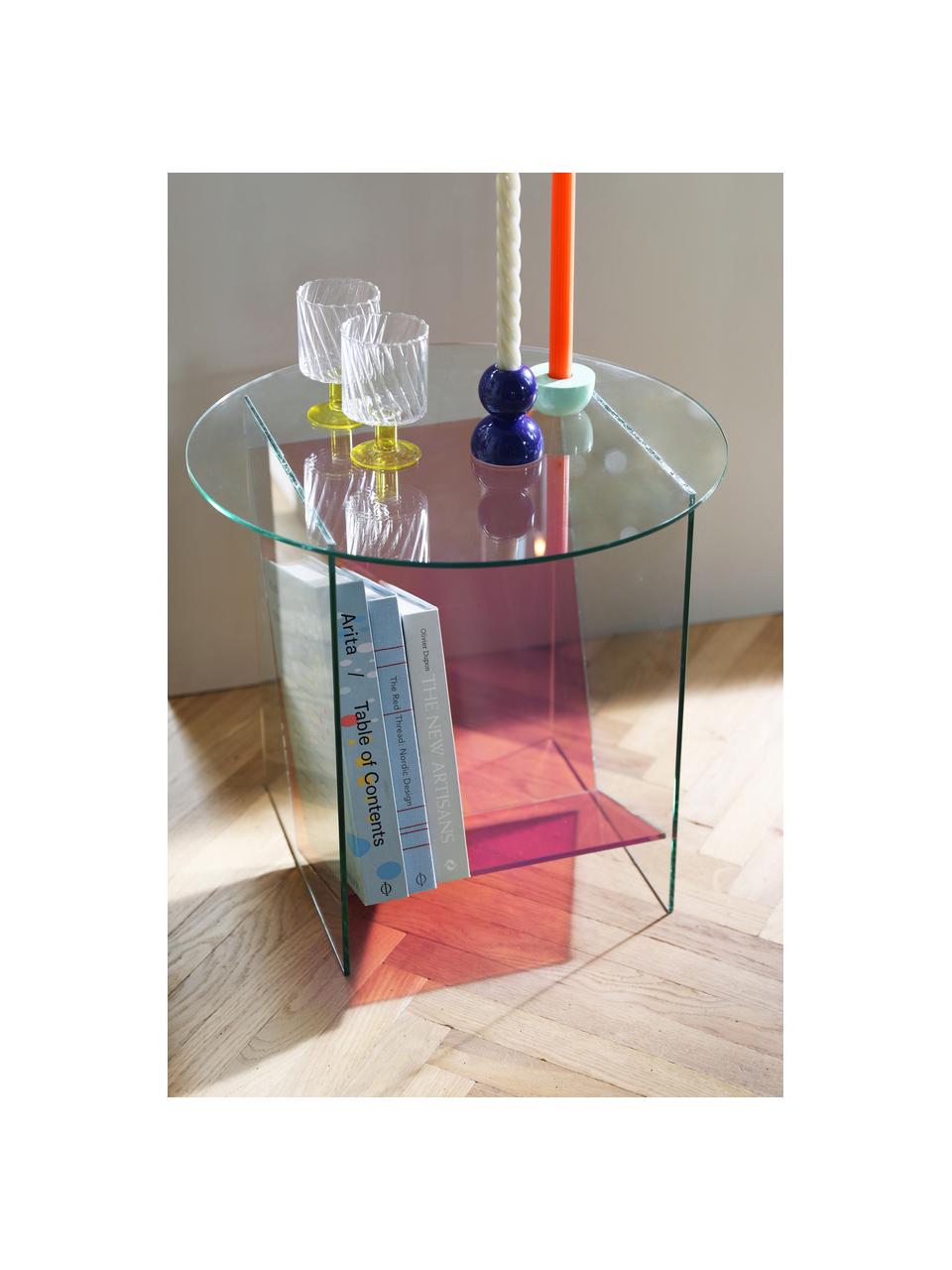 Sklenený odkladací stolík Tabloid, Sklo, Priehľadná, bledoružová, Ø 50 x V 46 cm