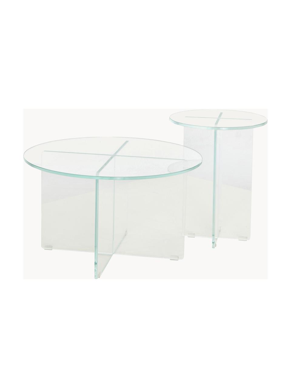 Mesa auxiliar redonda Iris, tablero de vidrio, Tablero: vidrio endurecido, Estructura: vidrio templado, Transparente, Ø 35 x Al 45 cm