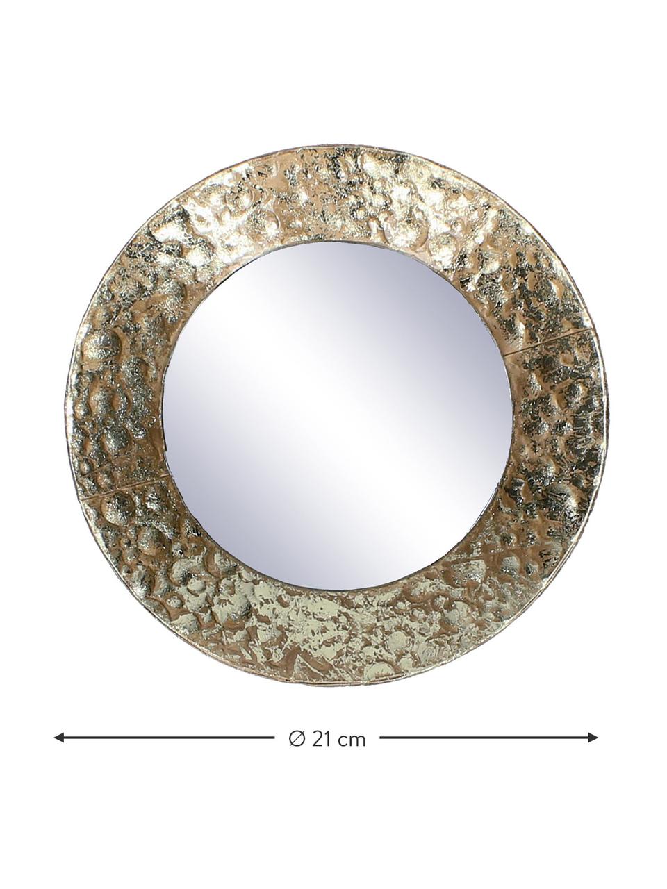 Ronde wandspiegel Fridy met messingkleurige metalen lijst, Lijst: gecoat metaal, Messingkleurig, Ø 21 x D 4 cm
