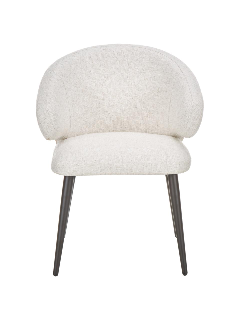 Sedia con braccioli in bouclé Celia, Rivestimento: bouclé (70% poliestere, 2, Gambe: metallo verniciato a polv, Bouclé bianco crema, Larg. 57 x Prof. 62 cm