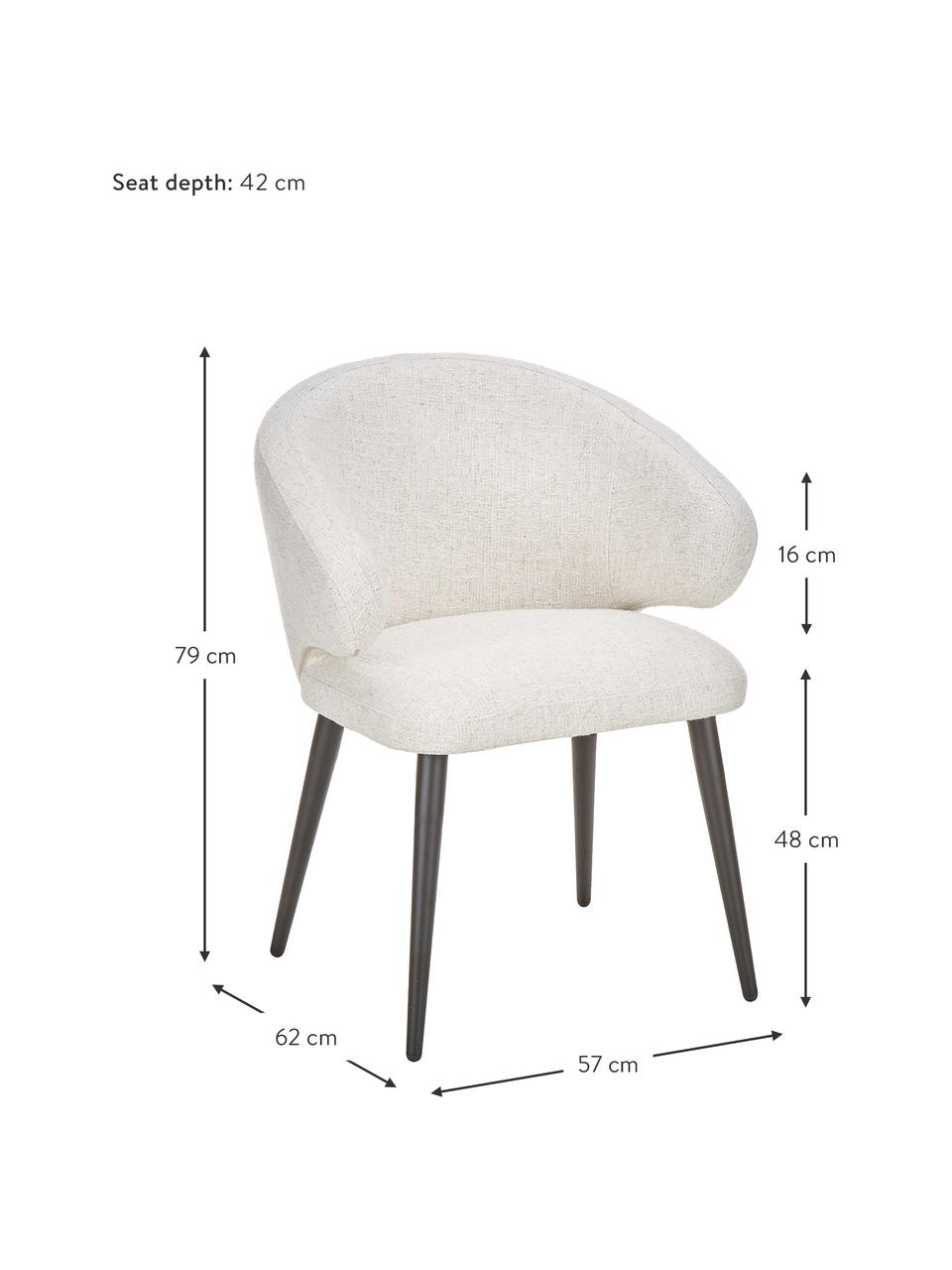 Chaise design moderne tissu bouclé Celia, En tissu bouclé blanc crème, larg. 57 x prof. 62 cm