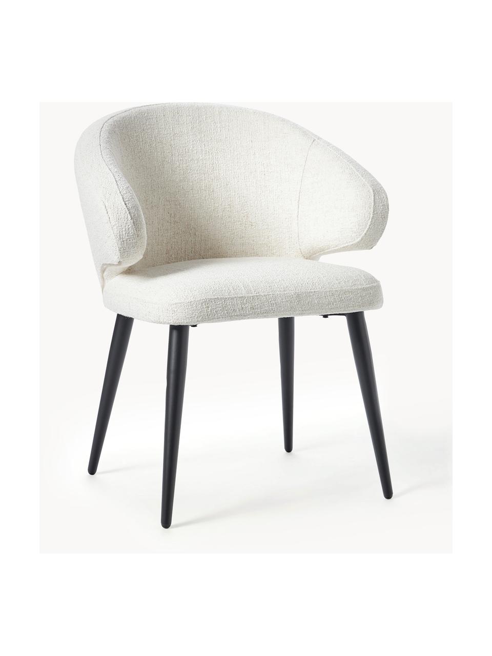 Buklé stolička s opierkami Celia, Buklé krémovobiela, Š 60 x V 79 cm