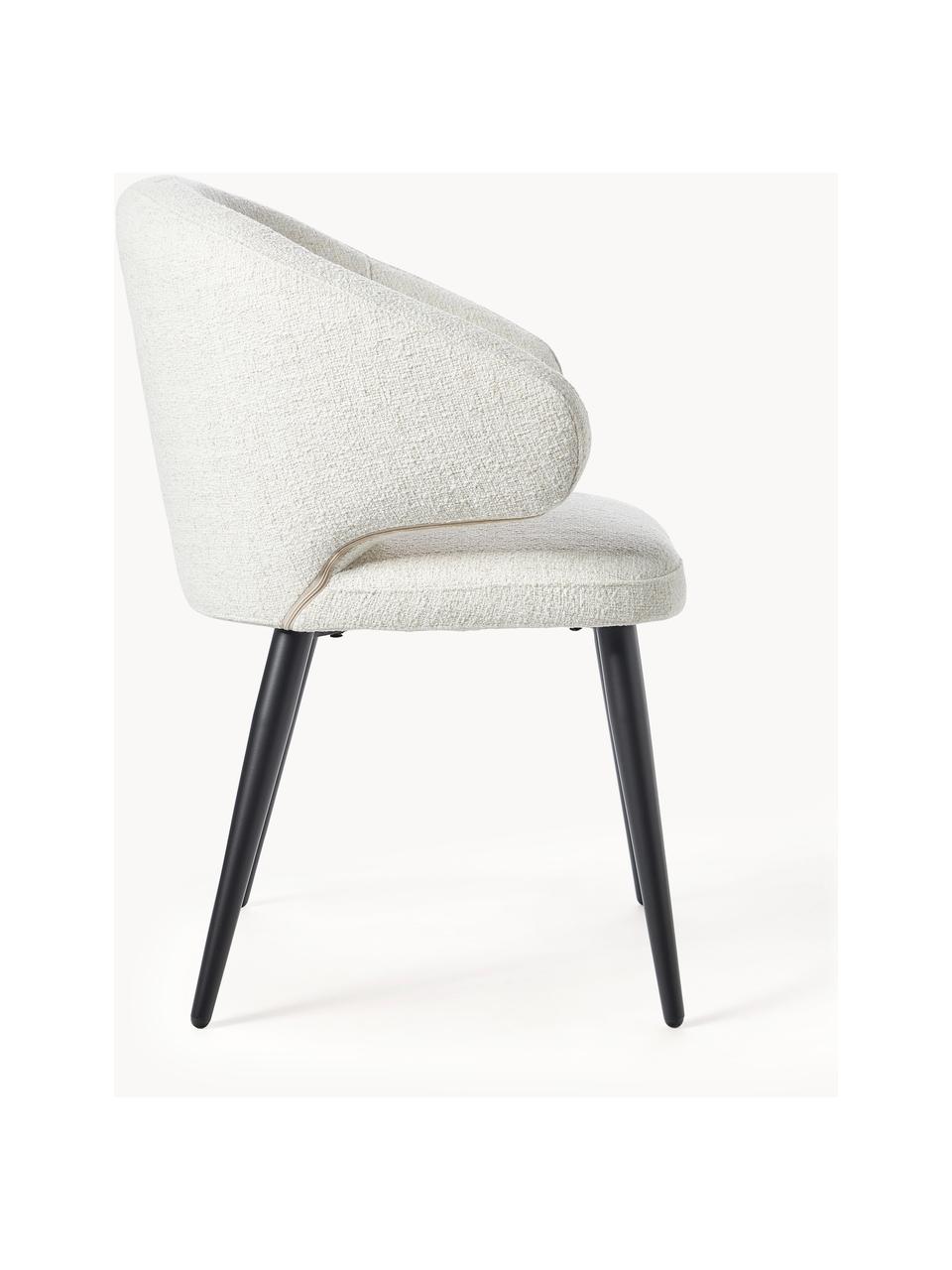 Buklé stolička s opierkami Celia, Buklé krémovobiela, Š 60 x V 79 cm