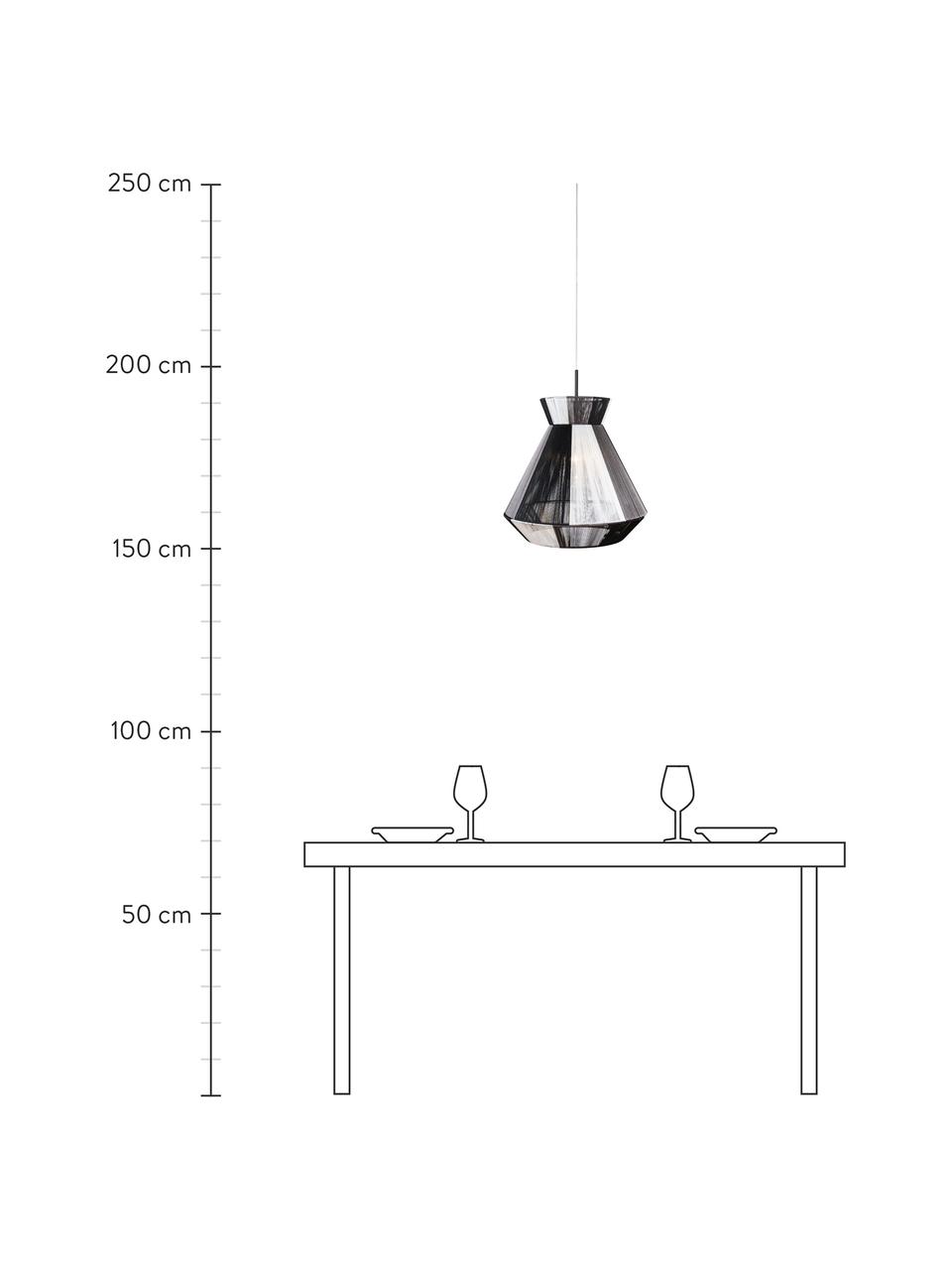 Lampada a sospensione nera-bianca Random, Paralume: cotone, Struttura: metallo, Nero, bianco, Ø 40 x Alt. 38 cm