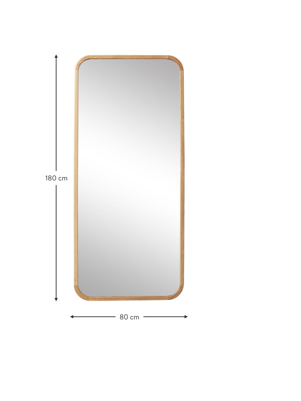 Zrkadlo na opretie s dubovým rámom Levan, Dubové drevo, Š 80 x V 180 cm