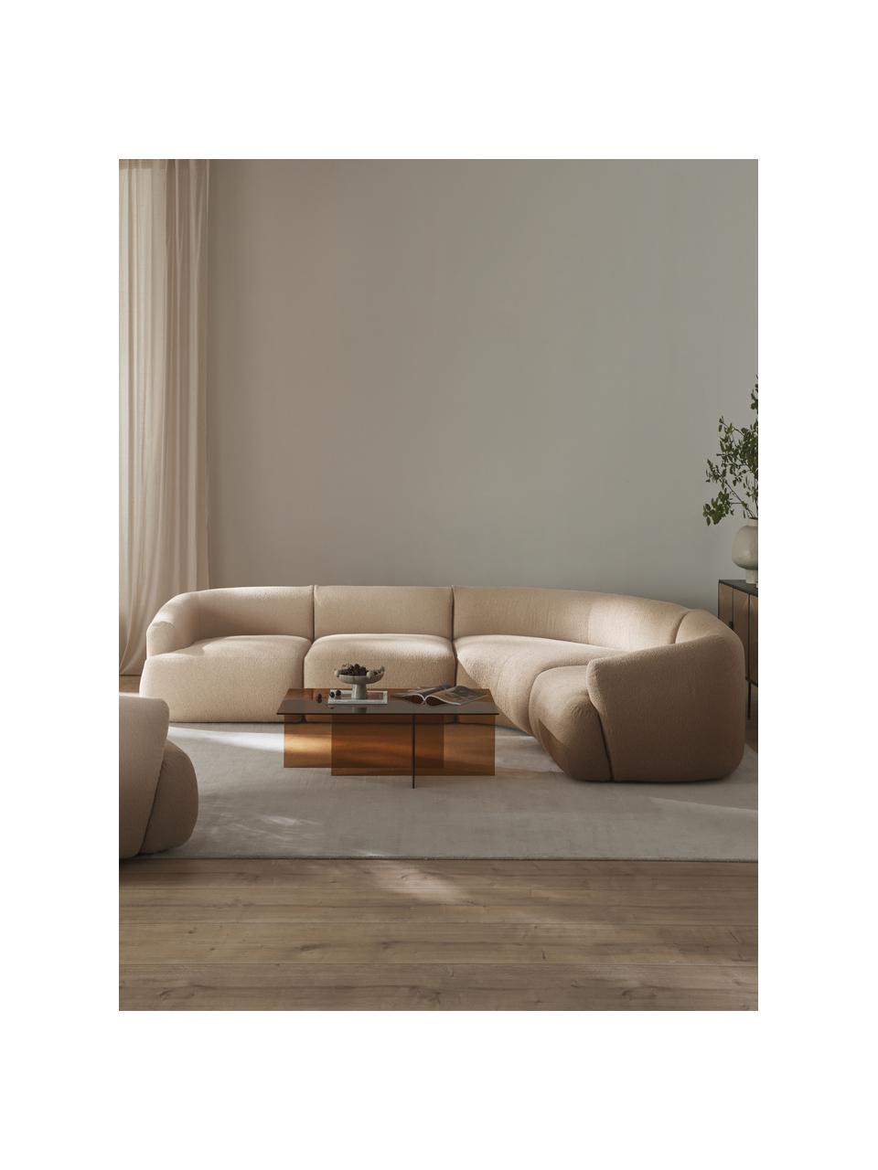 Modulares Bouclé-Ecksofa Sofia (4-Sitzer), Bezug: Bouclé (100 % Polyester) , Gestell: Fichtenholz, Spanplatte, , Bouclé Hellbeige, B 312 x T 235 cm