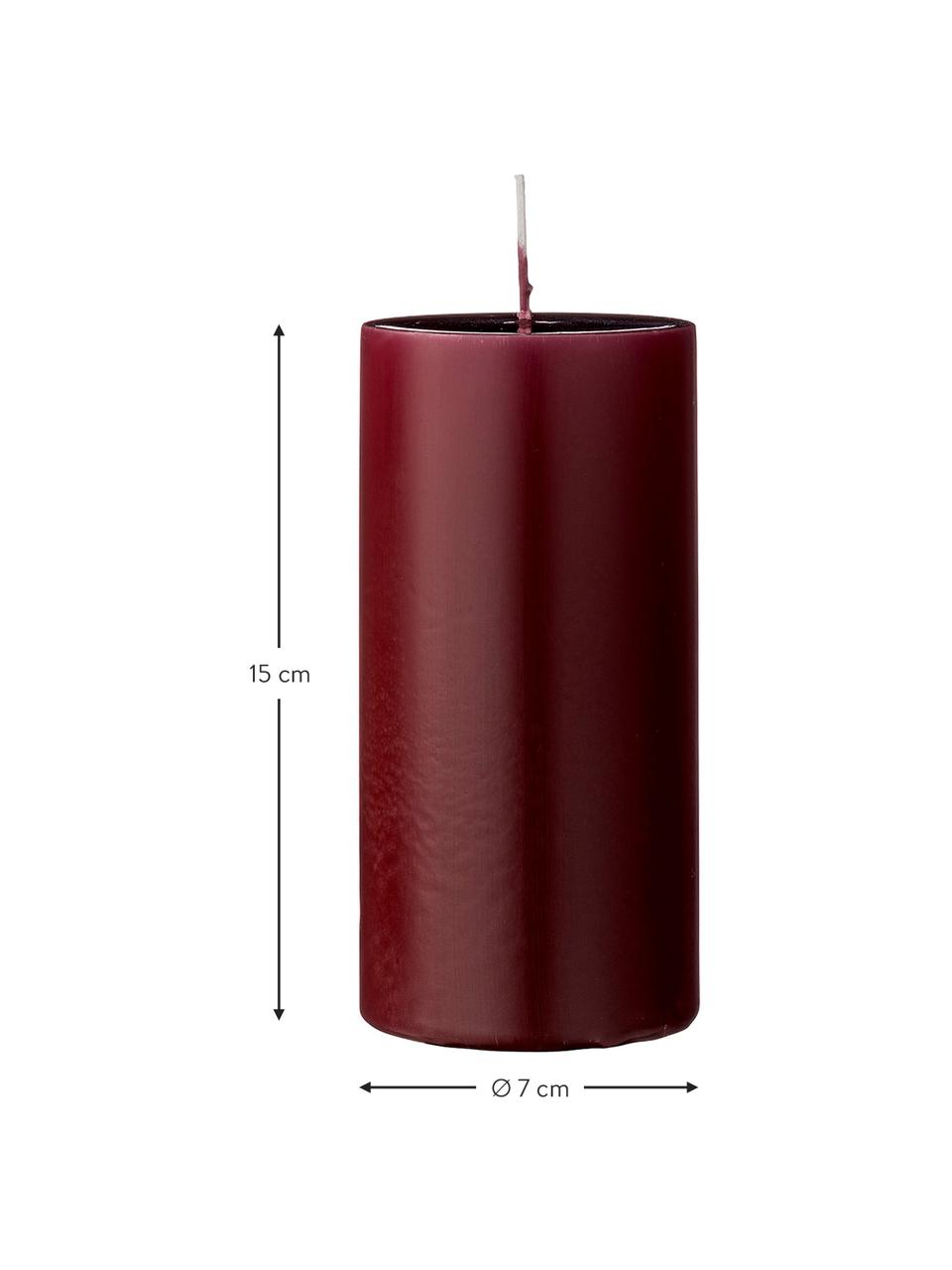 Candela pilastro Lulu 2 pz, Cera, Rosso vino, Ø 7 x Alt. 15 cm