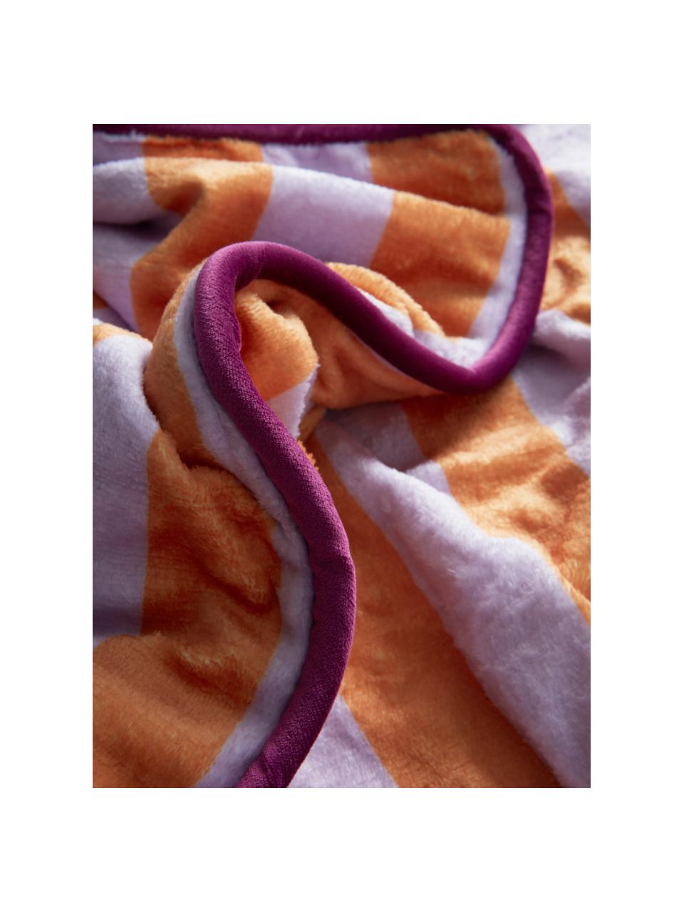 Gestreifte Haustierdecke Zuri, 100 % Polyester, Orange, Lavendel, Pflaume, B 80 x L 100 cm