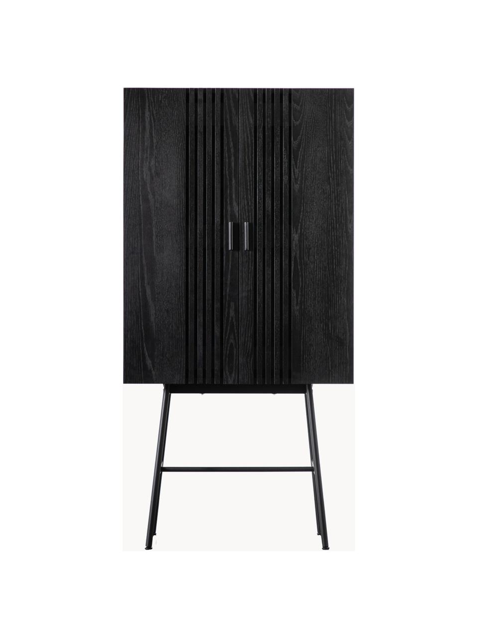 Komoda z drewna Holsen, Stelaż: metal powlekany, Czarny, Ø 80 x W 160 cm