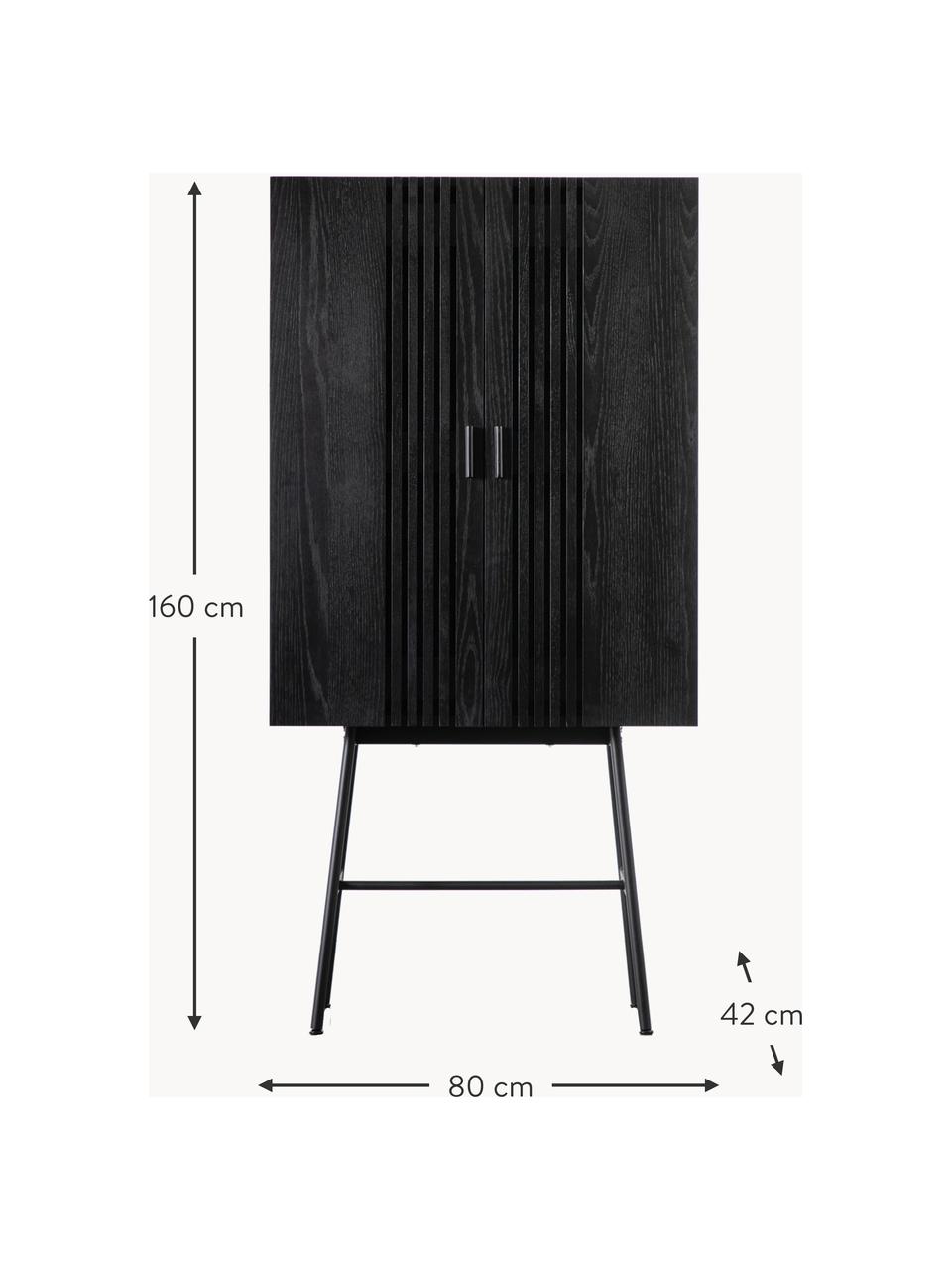 Dřevěná vysoká skříňka Holsen, Černá, Š 80 cm, V 160 cm