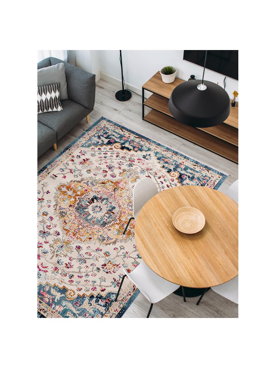 Niederflor-Teppich Sunita im Orient Style, Flor: 100% Polypropylen, Beige, Blau, Mehrfarbig, B 80 x L 150 cm (Größe XS)