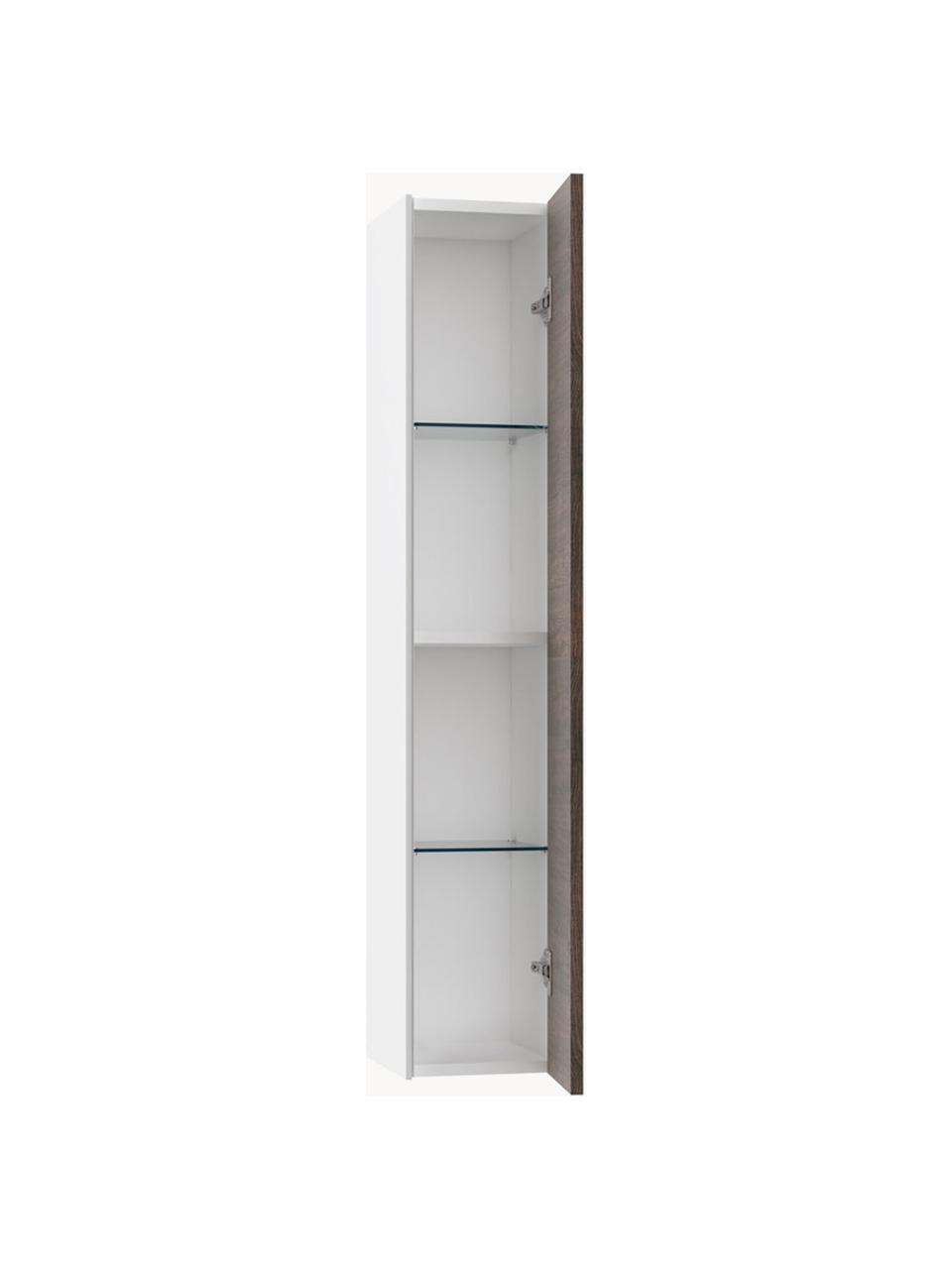 Rangement de salle de bain Ago, larg. 25 cm, Blanc, aspect bois de frêne, larg. 25 x haut. 130 cm